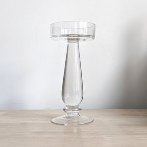 Glass pillar candle stand 7.5 inches high